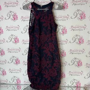 Le Chateau dress lace Navy Blue Garment mock neck Lacie sleeveless dress